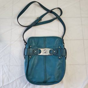 B Makowsky Blue Leather Handbag